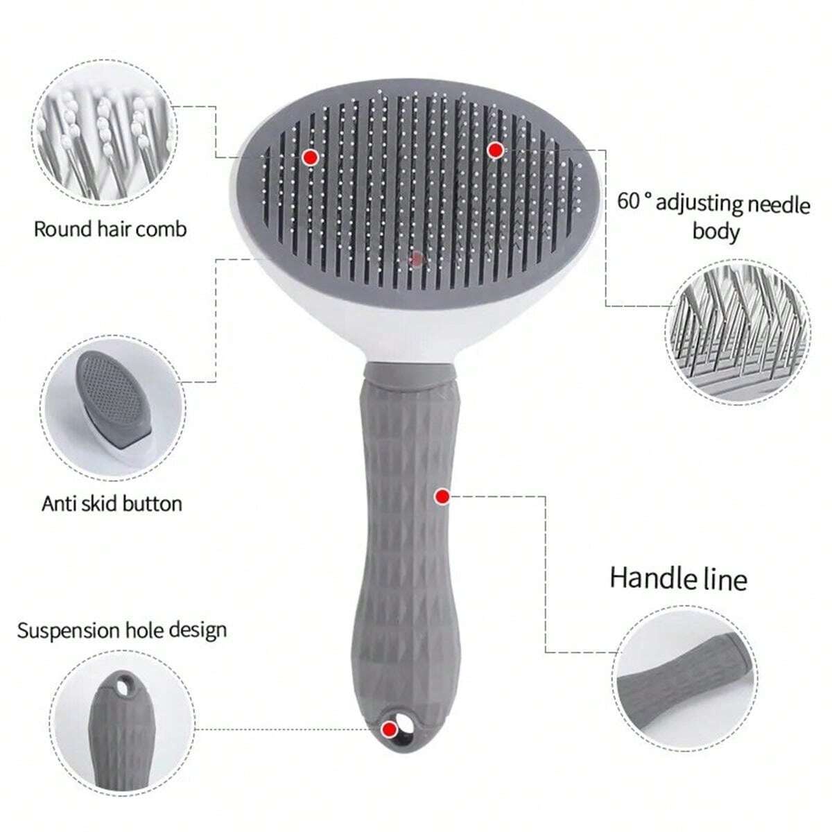 Cat Grooming Tools Cat Grooming Comb Pet Hair Removal Comb Non-Slip Stainless Steel Pet Comb - Aod